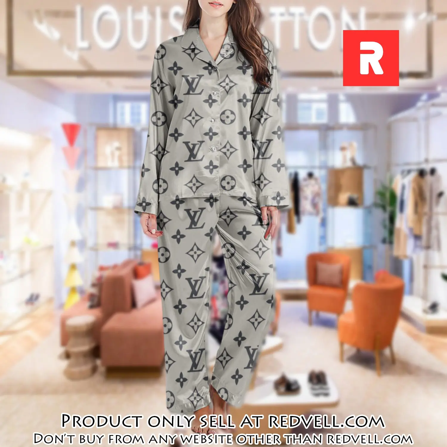 Lv monogram long satin pajama set pjs1018 rv5541653